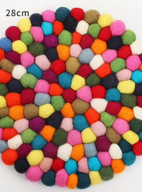 颂钵垫尼泊尔手工创意彩色球球羊毛毡垫子隔热杯垫佛音钵垫法器垫