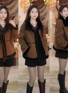 【琪琪环保皮草福利】2025冬季新款翻领环保皮草外套XZ78509