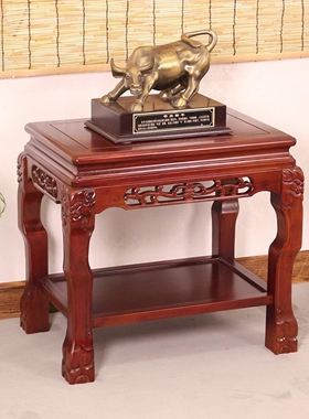 中式奇石底座实木花几正长方形木质鱼缸置物架客厅室内承重盆景架