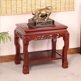 中式 奇石底座实木花几正长方形木质鱼缸置物架客厅室内承重盆景架