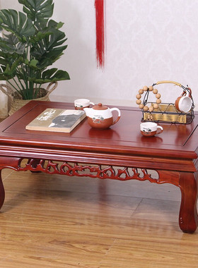 实木质农村老中式炕几榻榻米桌飘窗桌小茶几饭桌雕花矮桌东北炕桌