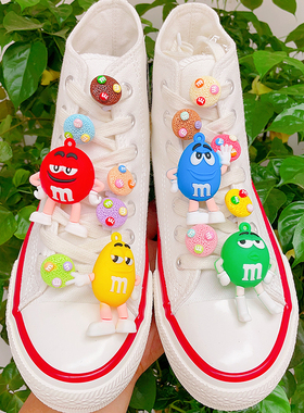 鞋带花扣配饰儿童卡通可爱立体M豆适配帆布空军一号aj配件af1diy