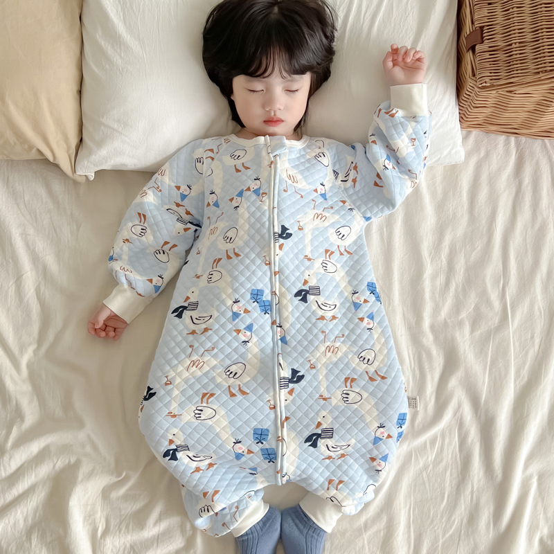 儿童连体睡衣薄夹棉春季男童女童
