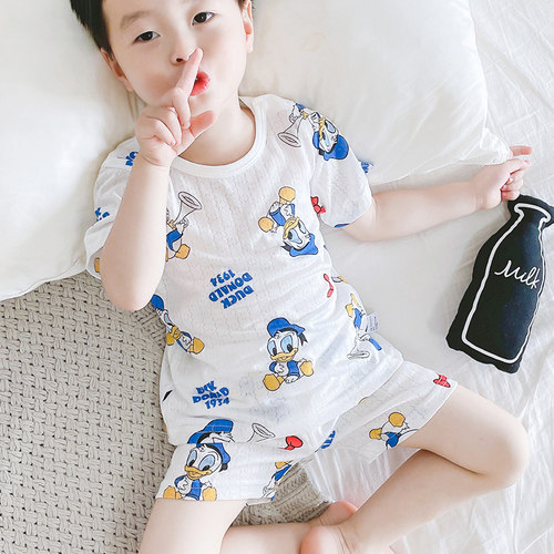 儿童睡衣竹纤维夏季家居服套装