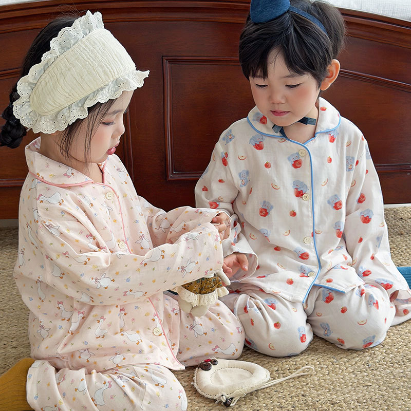 儿童睡衣宽松纯棉长袖家居服套装