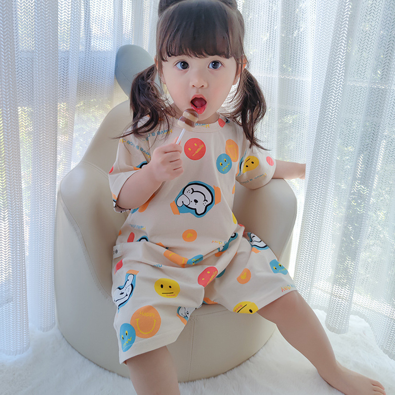 儿童夏季无骨连体睡衣纯棉家居服