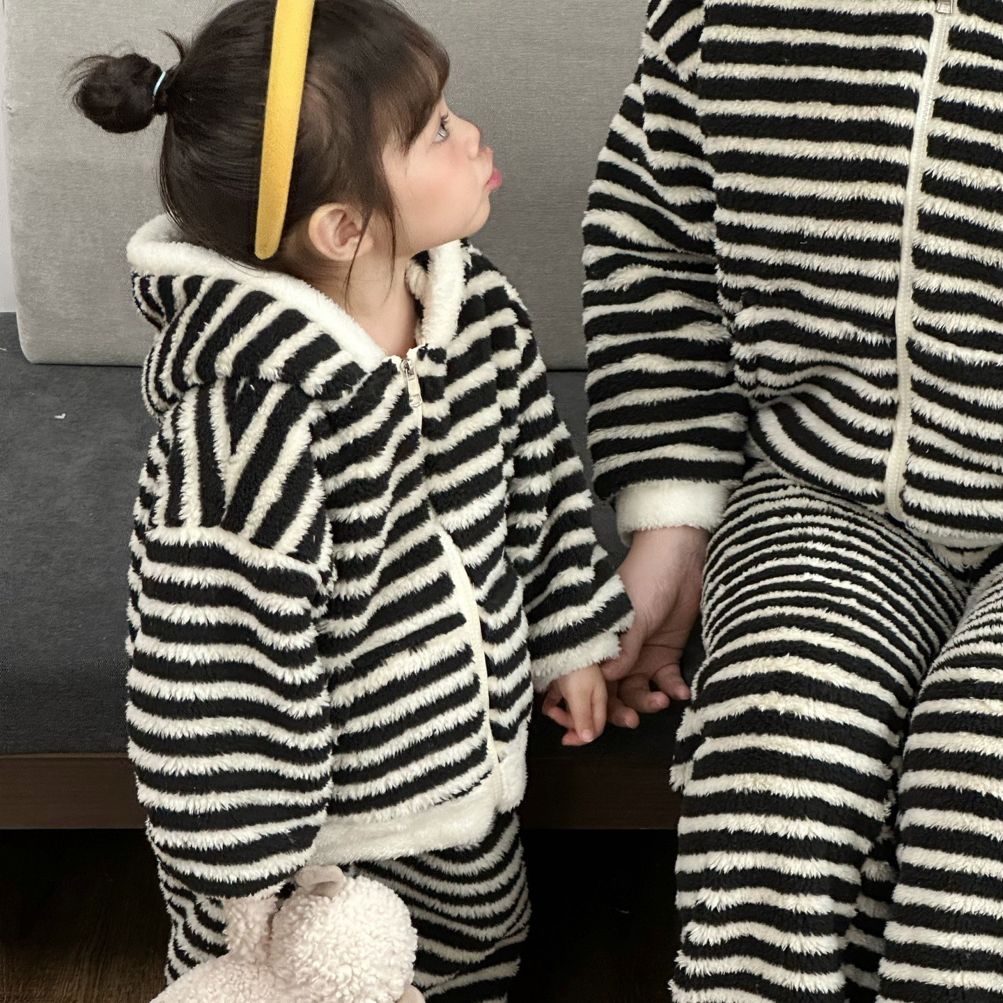 亲子款半边绒儿童家居服套装