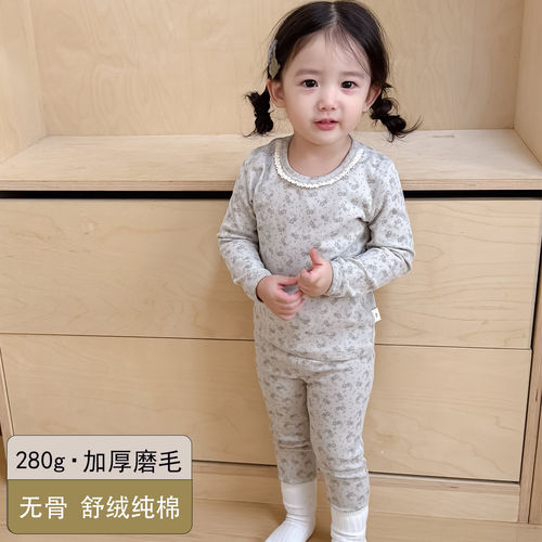 女童家居服纯棉磨毛睡衣套装