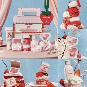 新品sheglam甜心草莓蛋糕爱心眼影腮红唇蜜唇膜妆前乳可爱保湿