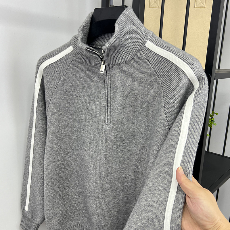 高领半拉链毛衣男保暖打底衫针织