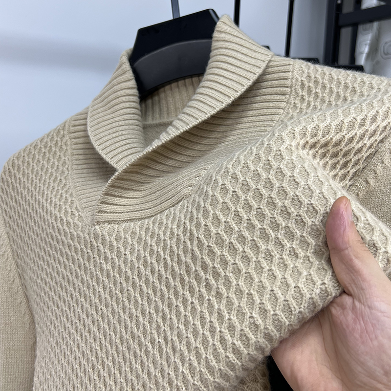 毛衣男针织打底衫青果领菱形潮流
