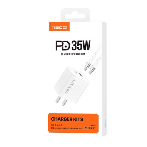 recci锐思充电器35W氮化镓充电器RC83CC双口快充充电头通用