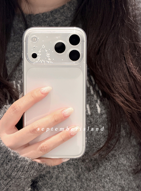 原创镜头框白色圣诞树透明壳适用苹果17promax手机壳15pro全包防摔16promax软壳13pro简约tpu17紫色硅胶tpu