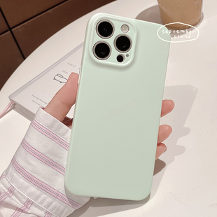 17promax简约小清新绿色iphone16ProMax手机壳11全包12薄荷绿纯色13可爱女款 苹果14Pro磨砂菲林壳软壳15