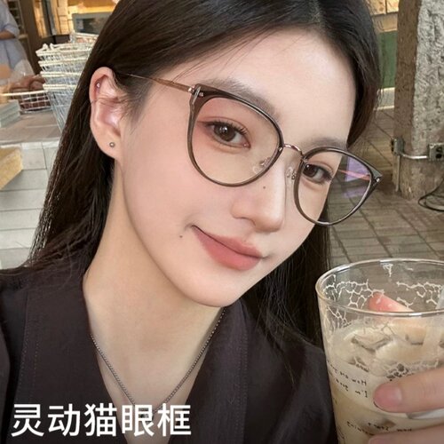 复古玳瑁色书呆子眼镜框女高级感椭圆小框TR90眼镜架可配度数近视