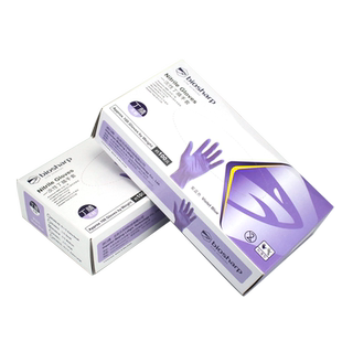 白鲨biosharp 实验室丁腈手套 一次性无粉手套指尖麻面检验检查抽取式100只/盒 紫蓝色丁腈手套