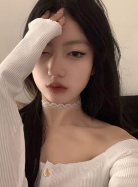 网红纯色山茶花短款蕾丝花边choker冷淡风项圈锁骨链项链颈带