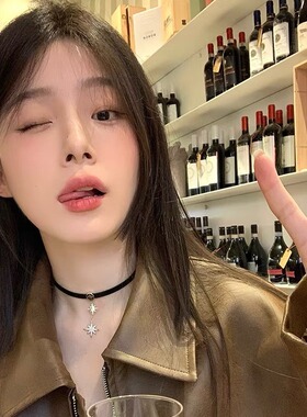 霏儿 甜酷美拉德八芒星项圈choker颈链pu皮项链小众设计感锁骨链