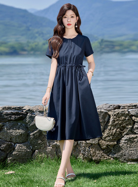 连衣裙女2025夏季新款甜美温柔抽绳收腰显瘦洋气减龄裙子 LB2871