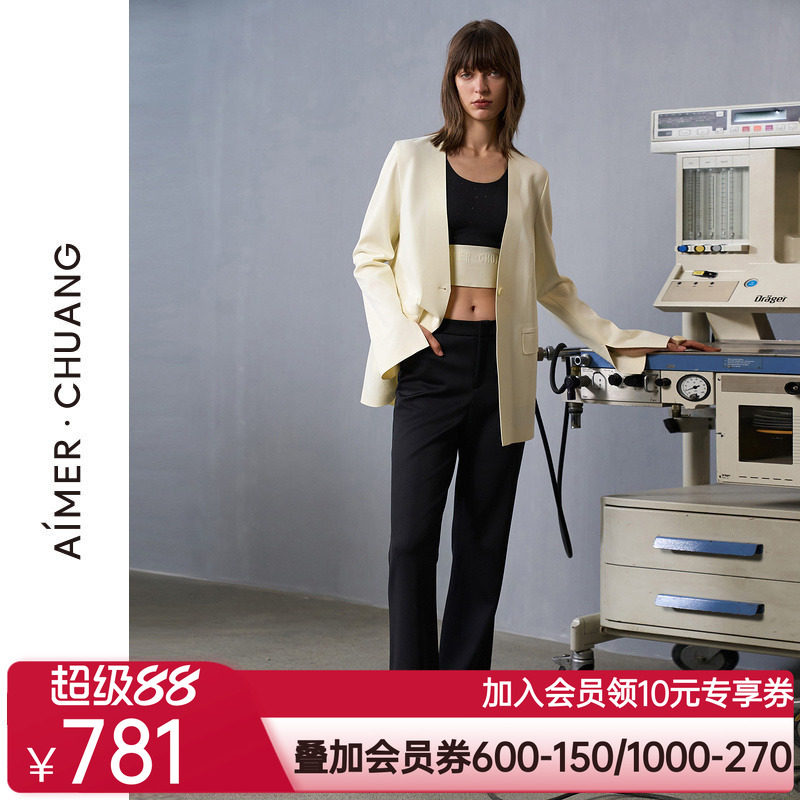 爱慕·CHUANG穿梭7外穿女士24秋冬休闲双面布微喇长裤CA821432