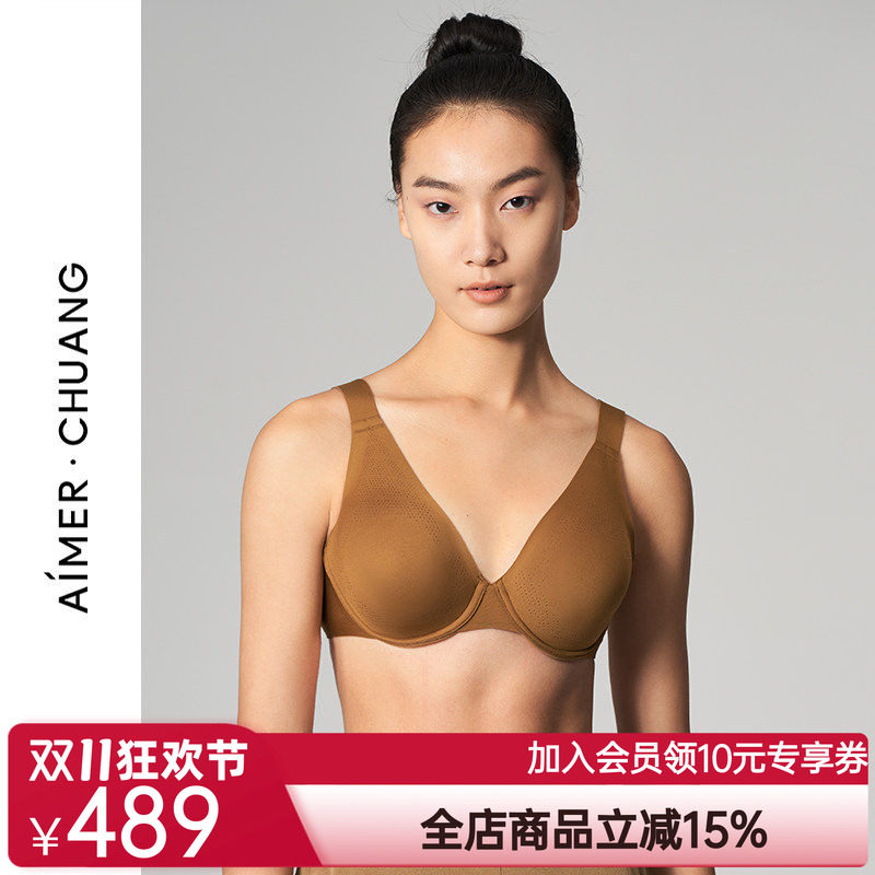 爱慕·CHUANG内衣女预言4/4乳贴薄杯大罩杯大胸显小文胸CA130541