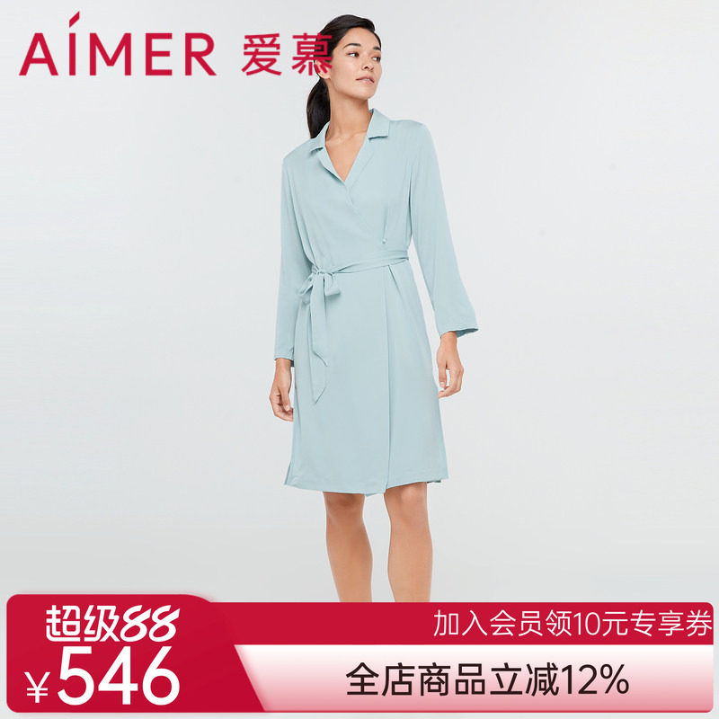 爱慕轻羽蕾丝小翻领衬衫袍AM487211
