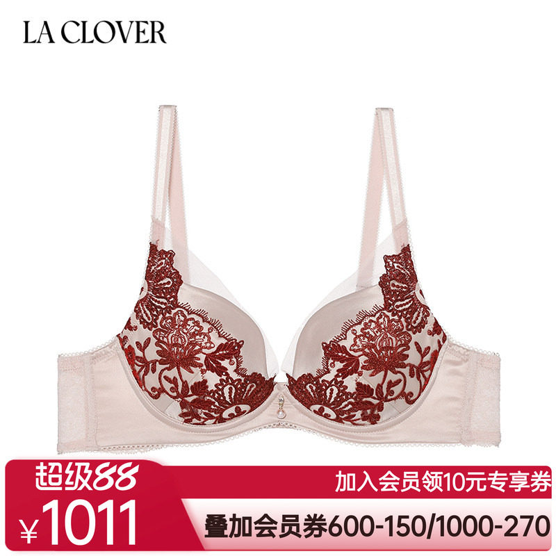兰卡文闪耀艺术家系列3/4文胸蕾丝刺绣厚杯小胸聚拢内衣女LC11XL1