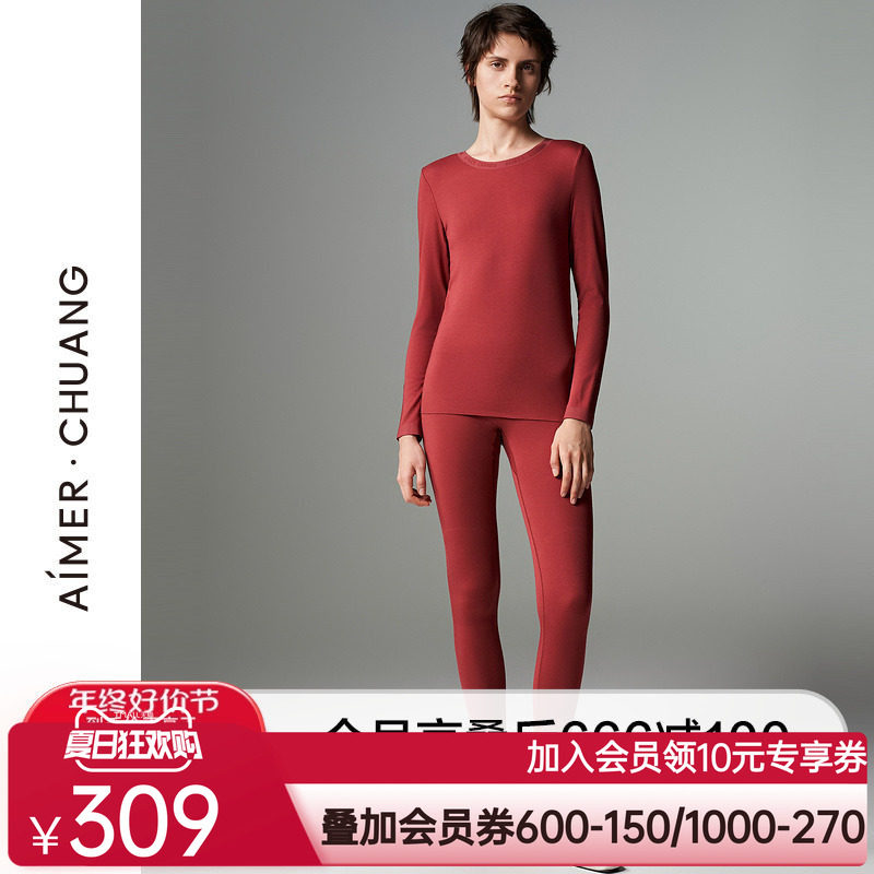 【奶皮衣】爱慕·CHUANG保暖内衣女秋冬红圆领/小高领上衣/保暖裤