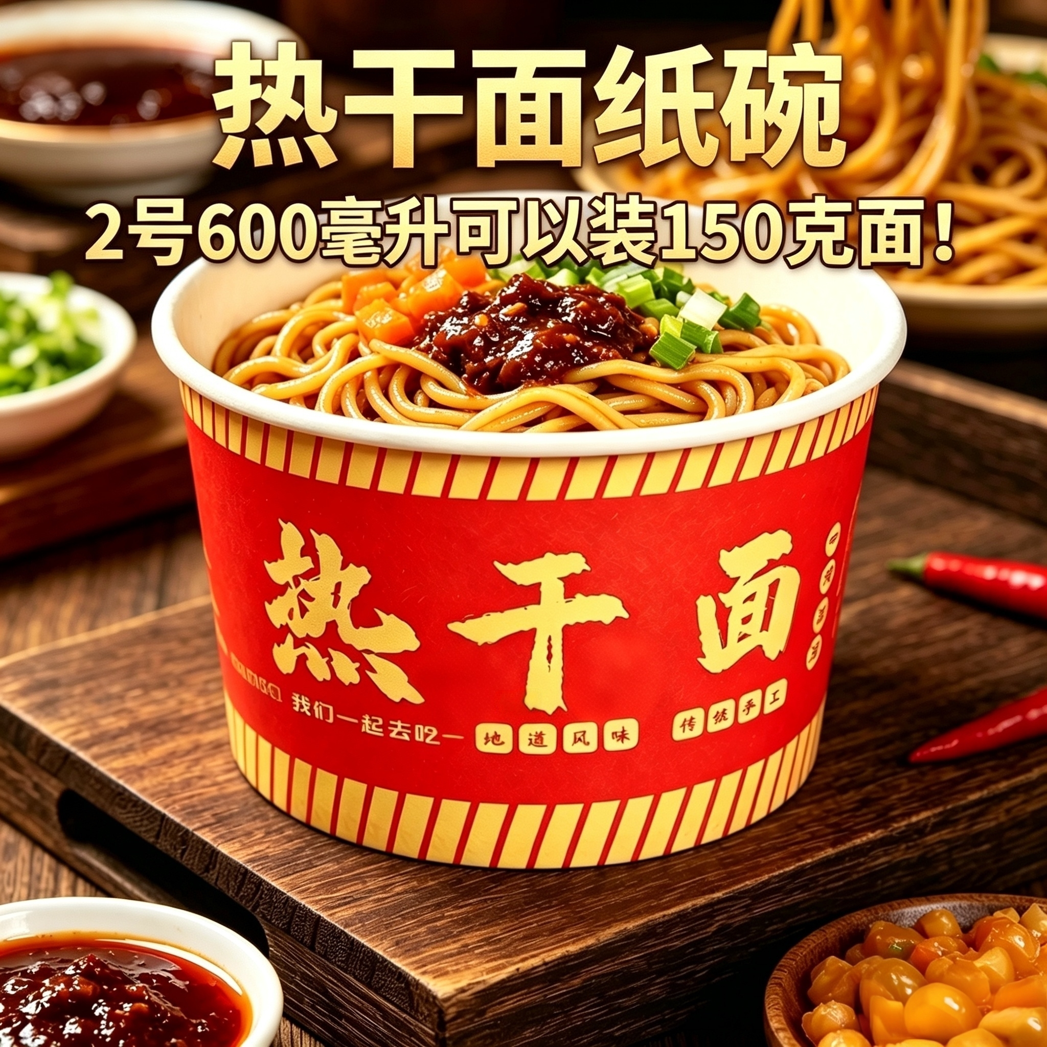 热干面纸碗伊兴圆形热干面