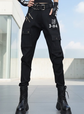 网红款潮牌女装2026年春季新品中高腰宽松显瘦哈伦裤洋气休闲长裤