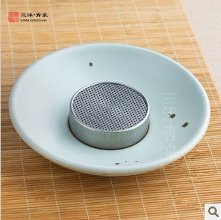 台湾名家章格铭茶承壶承 铁锈斑汝窑茶具 干泡盘 功夫茶具配件