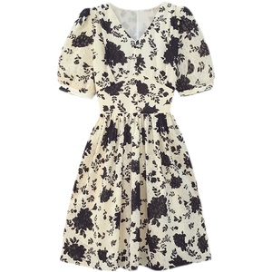 RM8421#大码女装夏季新款重工立体感法式碎花胖妹妹短袖显瘦连衣裙