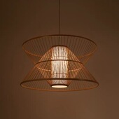 自然家创意灯具简约led灯新中式 竹编吊灯客厅灯餐厅茶室禅意镜灯