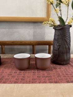 古尚紫砂    紫砂一厂老紫泥白釉杯 茶杯 主人杯