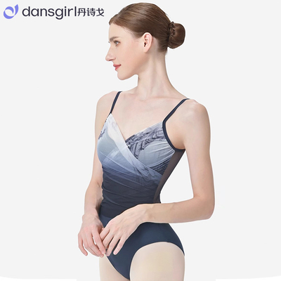 丹诗戈新款国风网纱渐变芭蕾舞形体服体操服空中瑜伽艺考练功服