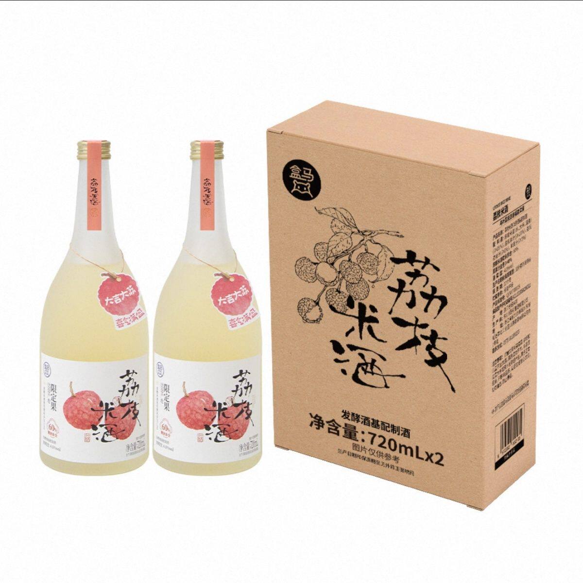 盒马代购 季节限定荔枝米酒720ml/瓶 精选乌叶荔枝 香醇甘甜清爽