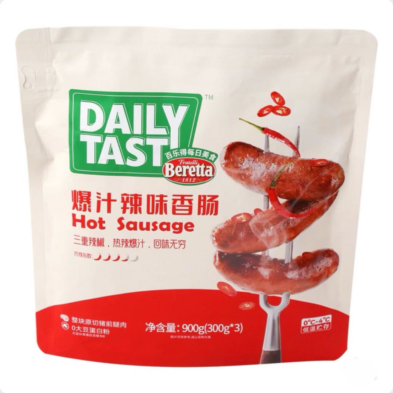 顺丰快递开市客代购 Beretta百乐得爆汁辣味香肠300g*3 热辣爆汁