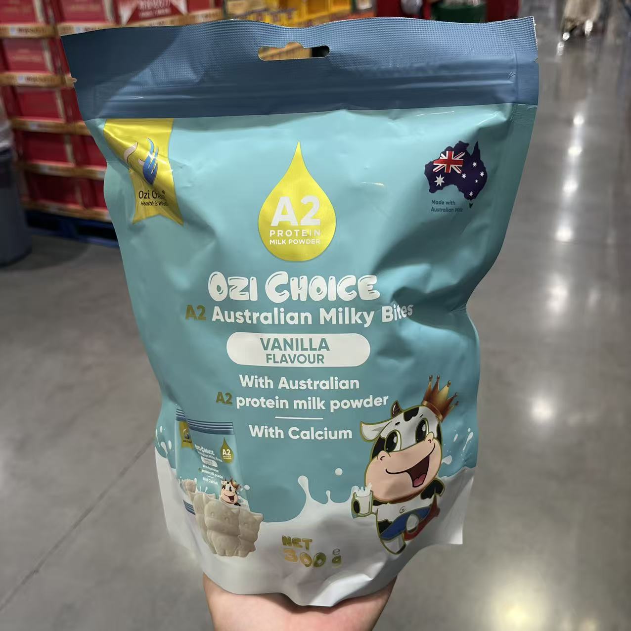 开市客代购澳洲进口 OZI澳滋选香草味A2高钙牛奶片咀嚼片300g