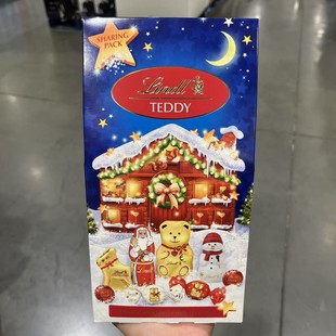 圣诞惊喜礼盒装 开市客代购 瑞士莲泰迪熊节日分享礼袋牛奶巧克力