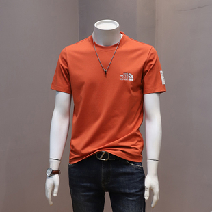 2025夏季潮流个性圆领印花短袖t恤男韩版修身百搭休闲半袖打底衫