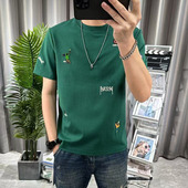 潮流圆领修身 男士 百搭时尚 纯棉半袖 潮 潮牌印花短袖 体恤衫 t恤夏季