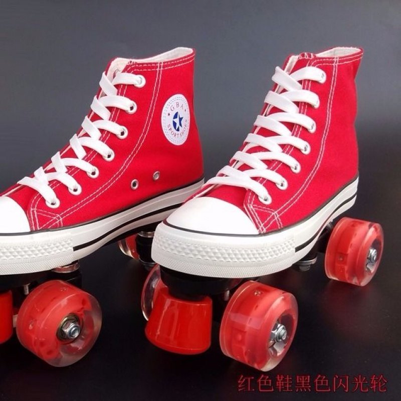 闪光轮帆布鞋双排溜冰鞋闪光轮 闪轮 溜冰场专用pu轮滑冰鞋旱冰鞋在类目 女鞋, 帆布鞋中 - 来自Buy2taobao.com提供专业的淘宝代购服务