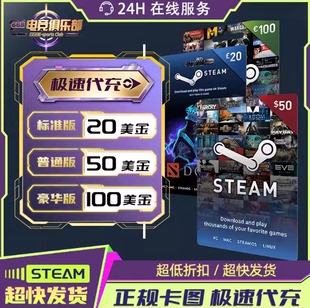 steam充值卡20 100美金刀充钱卡包实体卡图礼品卡余额pubg代充