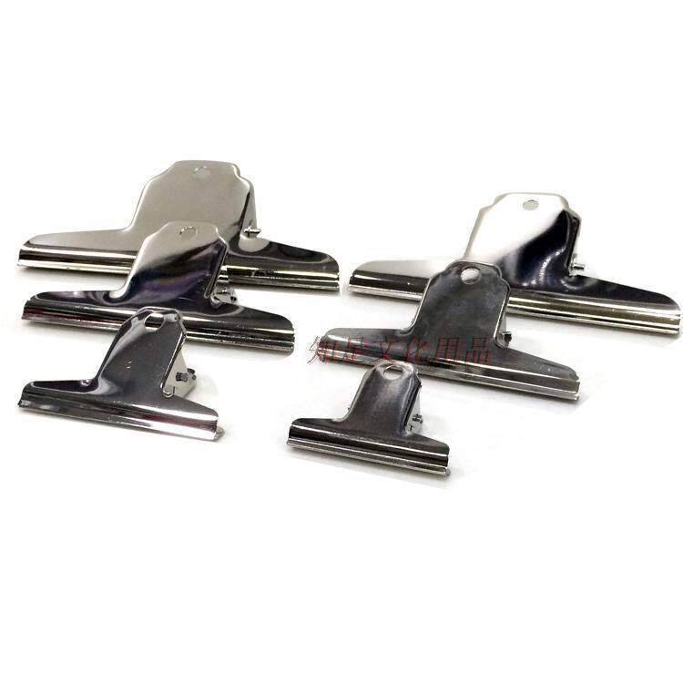 山形夹铁票据强力夹子不锈钢大号办公用文具用品票夹钢夹固定特大