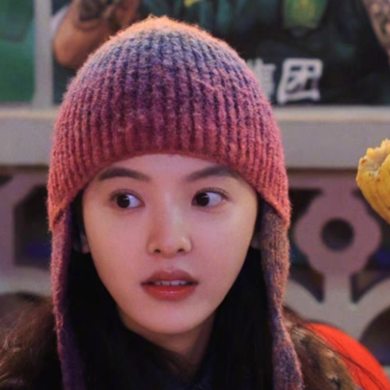 凡人歌李晓悦章若楠同款迷雾紫渐变护耳帽针织毛线帽子日系包头帽