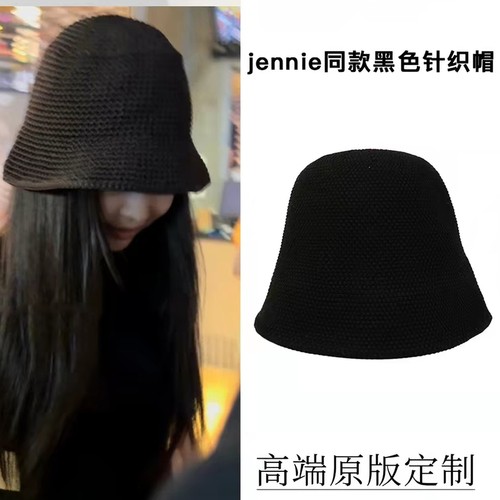 Jennie同款帽子黑色针织渔夫帽女秋冬保暖护耳盆帽显脸小百搭冷帽