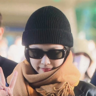 jennie金智妮王一博同款帽子男女秋冬针织毛线帽子休闲卷边瓜皮帽