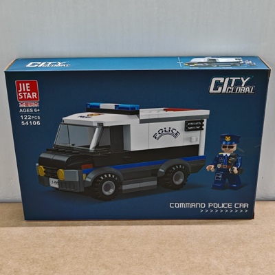 杰星环球城市54106指挥警车小颗粒兼容122pcs拼装积木玩具模型