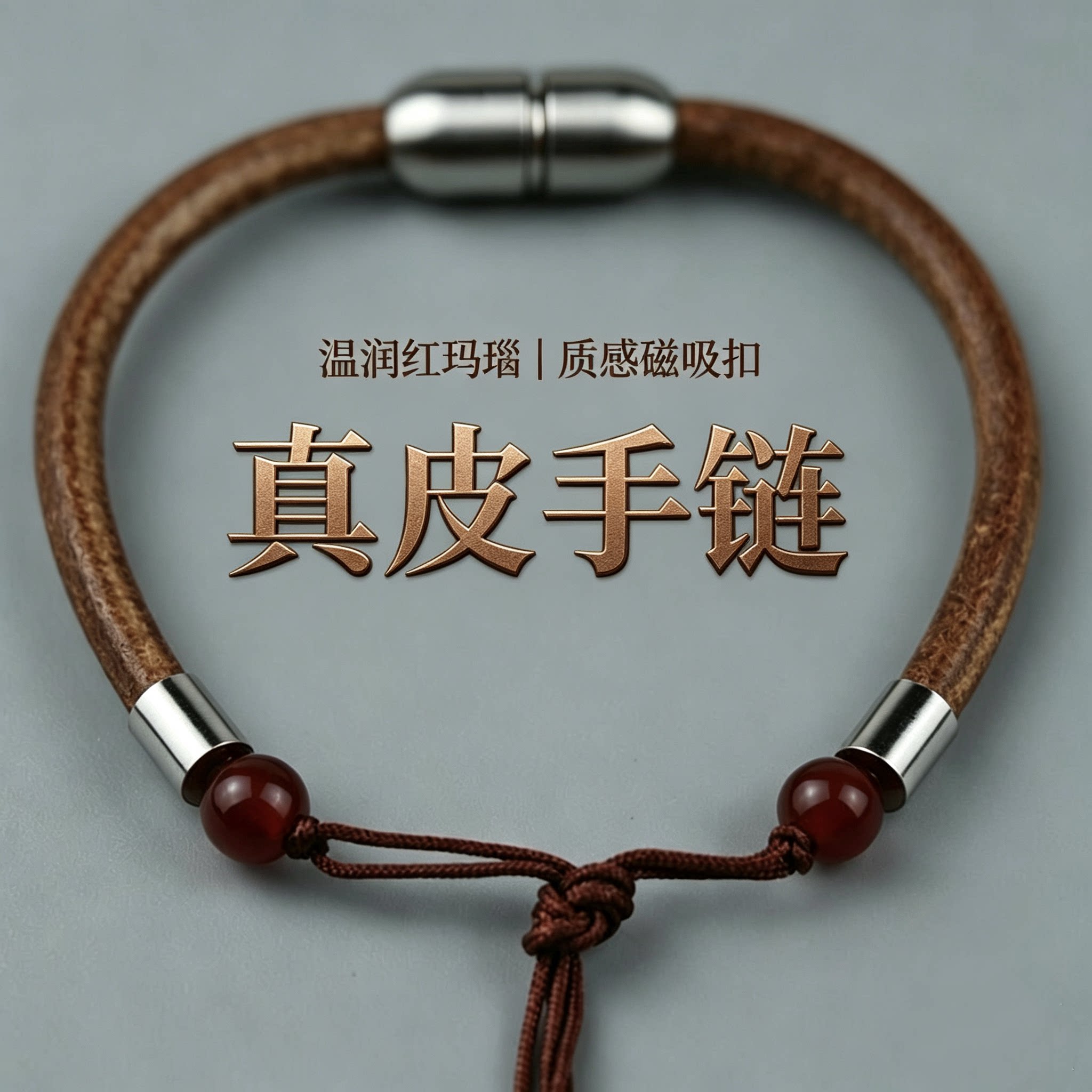 穿黄金手链半成品可穿珠天珠手串diy材料包真皮绳防水编织手绳黑