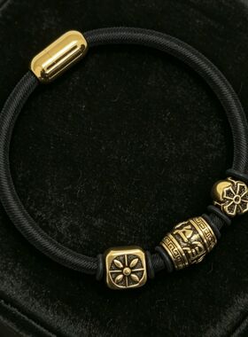 可放头发青丝编织手绳掌舵守护吉祥黄铜转运珠手链送男朋友礼物